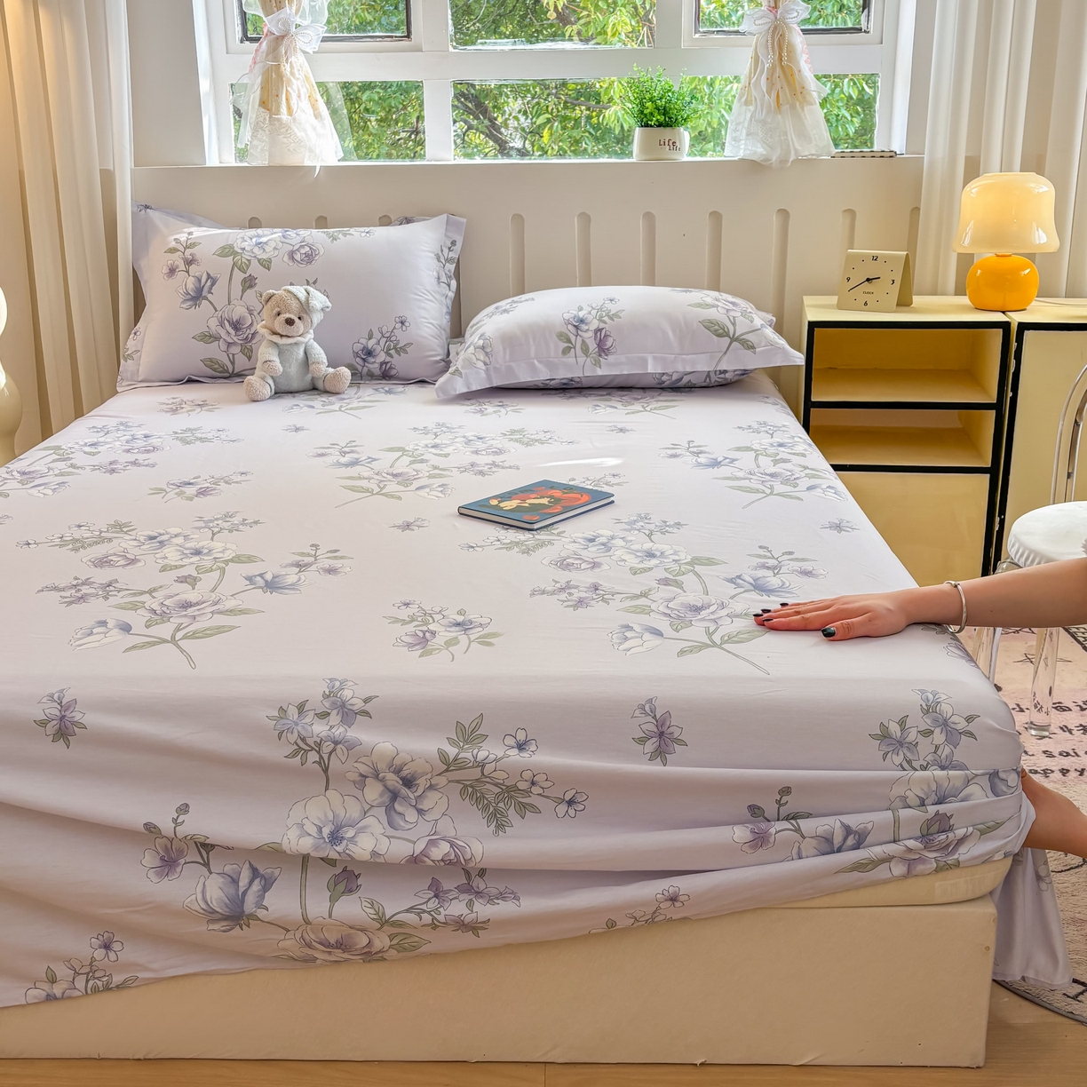 91家纺网 家纺一手货源 找家纺 大吉 2025新款亲肤舒适全棉纯棉喷气小清新印花系列单床单床单单件单品床单 紫韵