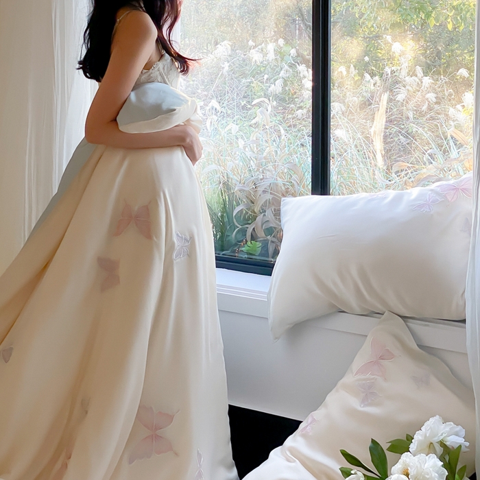 91家纺网 家纺一手货源 找家纺 云栖家居 2025兰精天丝四件套-蝶漫 漫蝶-蓝