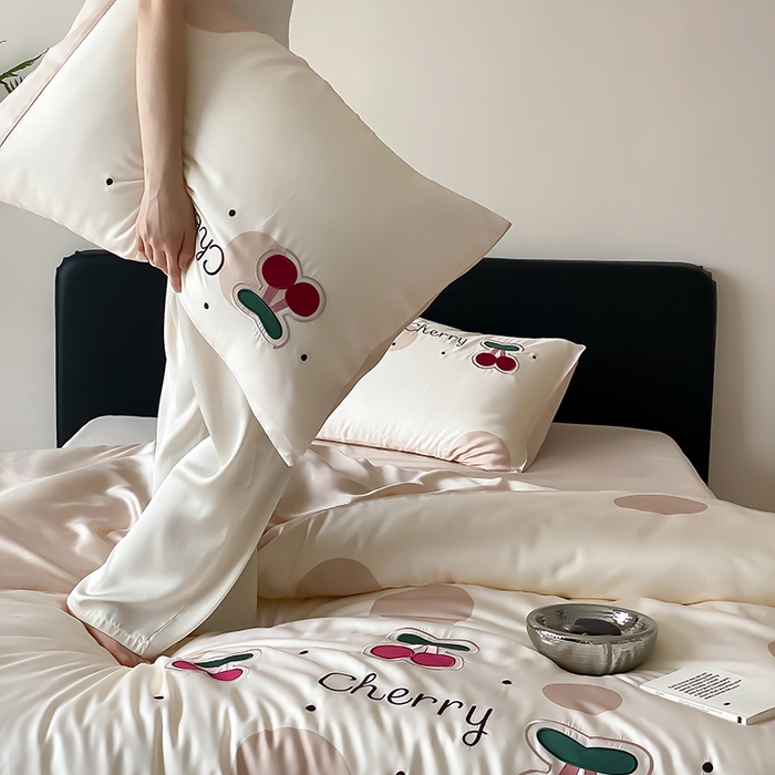 91家纺网 家纺一手货源 找家纺 MIU缪家居 2025新款60支兰精天丝四件套-啵啵乐 啵啵乐-奶茶色