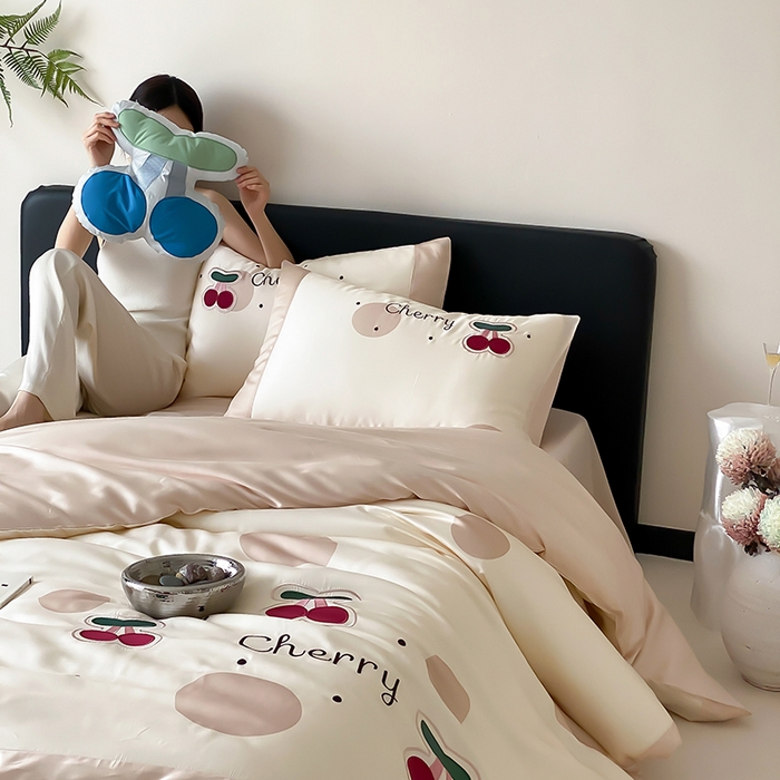 91家纺网 家纺一手货源 找家纺 MIU缪家居 2025新款60支兰精天丝四件套-啵啵乐 啵啵乐-奶茶色