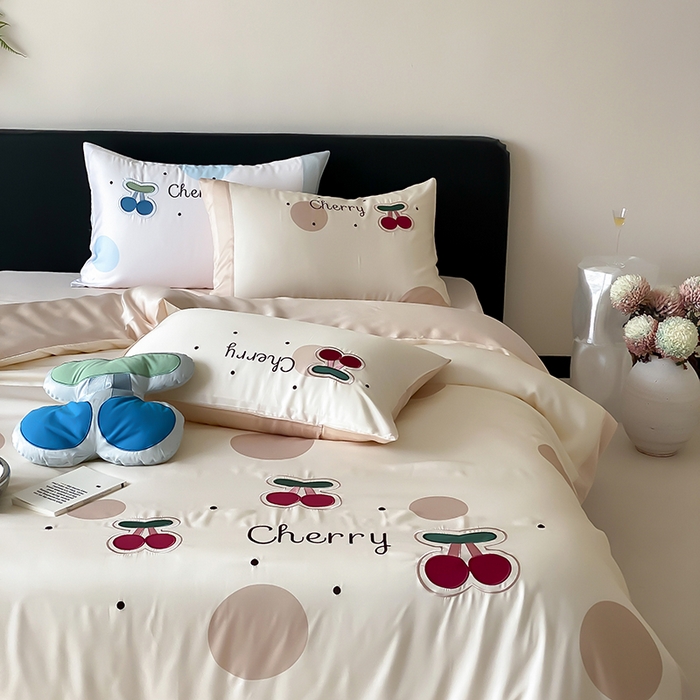 91家纺网 家纺一手货源 找家纺 MIU缪家居 2025新款60支兰精天丝四件套-啵啵乐 啵啵乐-奶茶色