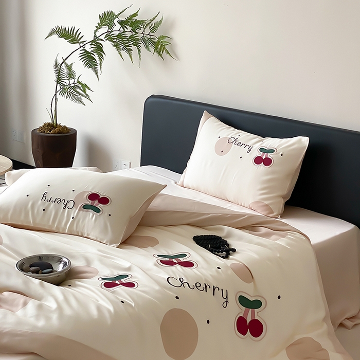 91家纺网 家纺一手货源 找家纺 MIU缪家居 2025新款60支兰精天丝四件套-啵啵乐 啵啵乐-奶茶色