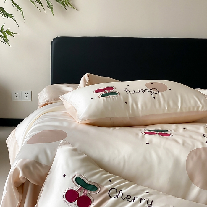 91家纺网 家纺一手货源 找家纺 MIU缪家居 2025新款60支兰精天丝四件套-啵啵乐 啵啵乐-奶茶色