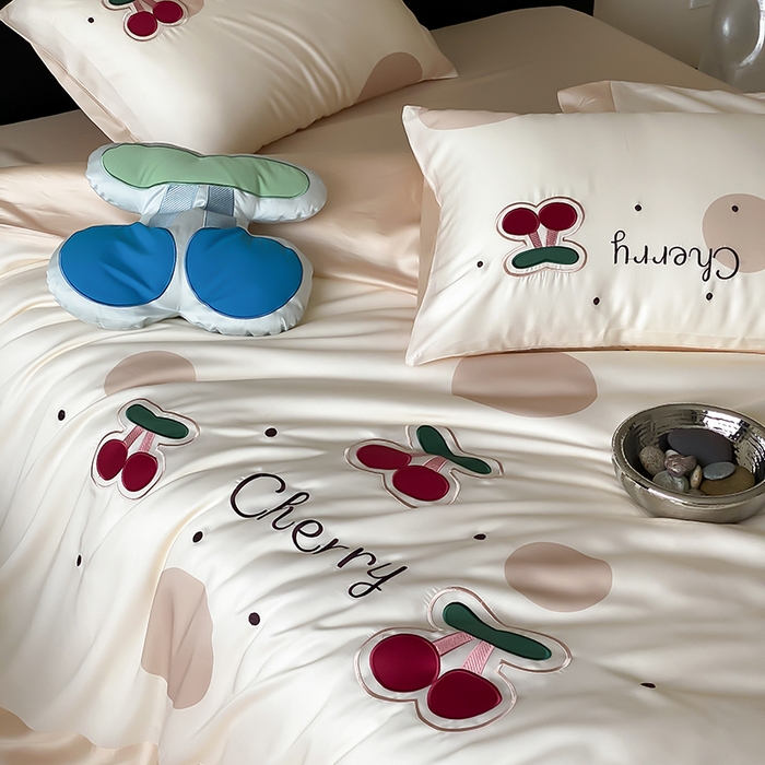 91家纺网 家纺一手货源 找家纺 MIU缪家居 2025新款60支兰精天丝四件套-啵啵乐 啵啵乐-奶茶色