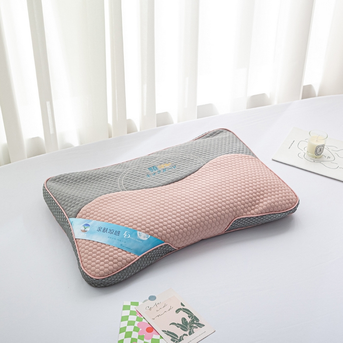 91家纺网 家纺一手货源 找家纺 萌番宝 2025新款立体冰豆豆荞麦护颈SPA枕枕头枕芯 冰豆豆粉色 35x52x8cm/只