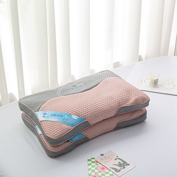 91家纺网 家纺一手货源 找家纺 萌番宝 2025新款立体冰豆豆荞麦护颈SPA枕枕头枕芯 冰豆豆粉色 35x52x8cm/只