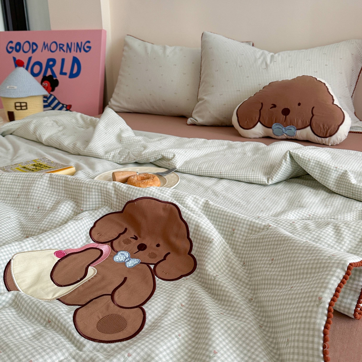 91家纺网 家纺一手货源 找家纺 觅糖家纺 2025春夏新款全棉双层纱夏被夏凉被空调被 背包熊