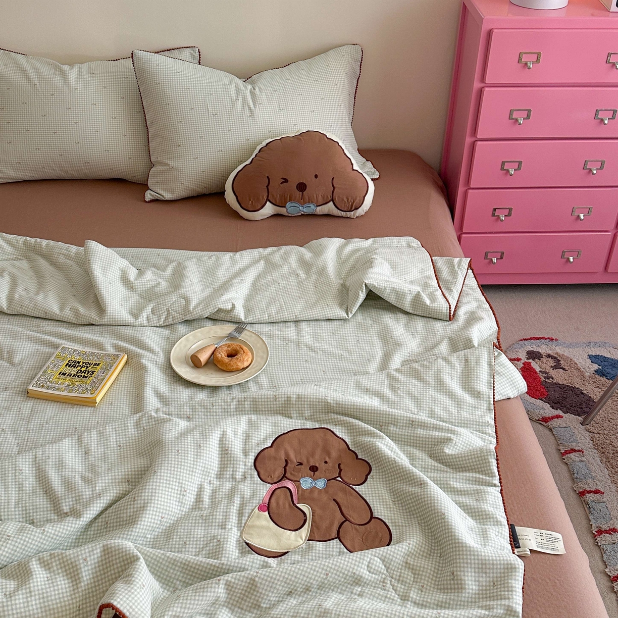 91家纺网 家纺一手货源 找家纺 觅糖家纺 2025春夏新款全棉双层纱夏被夏凉被空调被 背包熊