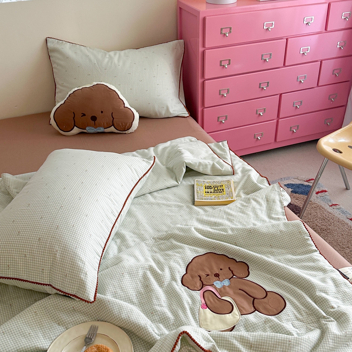 91家纺网 家纺一手货源 找家纺 觅糖家纺 2025春夏新款全棉双层纱夏被夏凉被空调被 背包熊