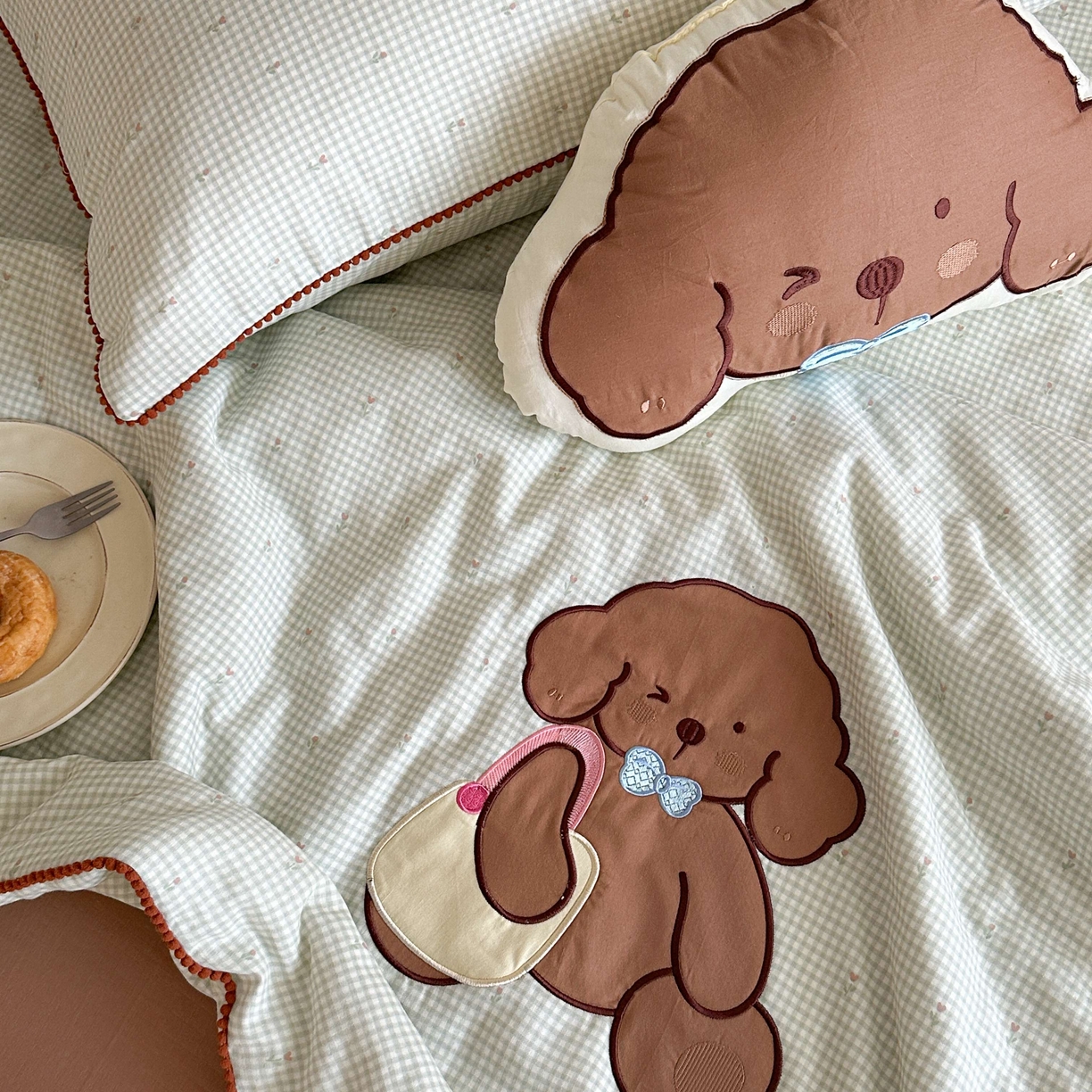 91家纺网 家纺一手货源 找家纺 觅糖家纺 2025春夏新款全棉双层纱夏被夏凉被空调被 背包熊