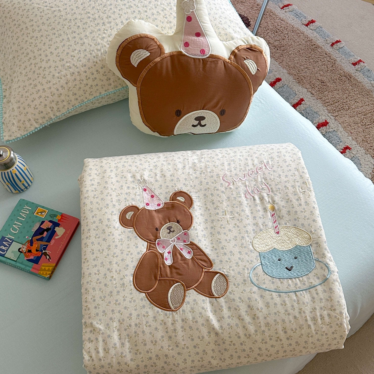 觅糖家纺 2025春夏新款全棉双层纱夏被夏凉被空调被 蛋糕熊