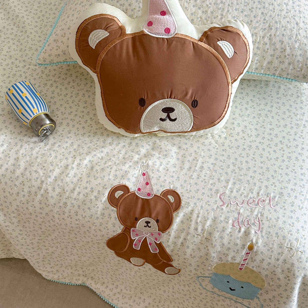 91家纺网 家纺一手货源 找家纺 觅糖家纺 2025春夏新款全棉双层纱夏被夏凉被空调被 蛋糕熊