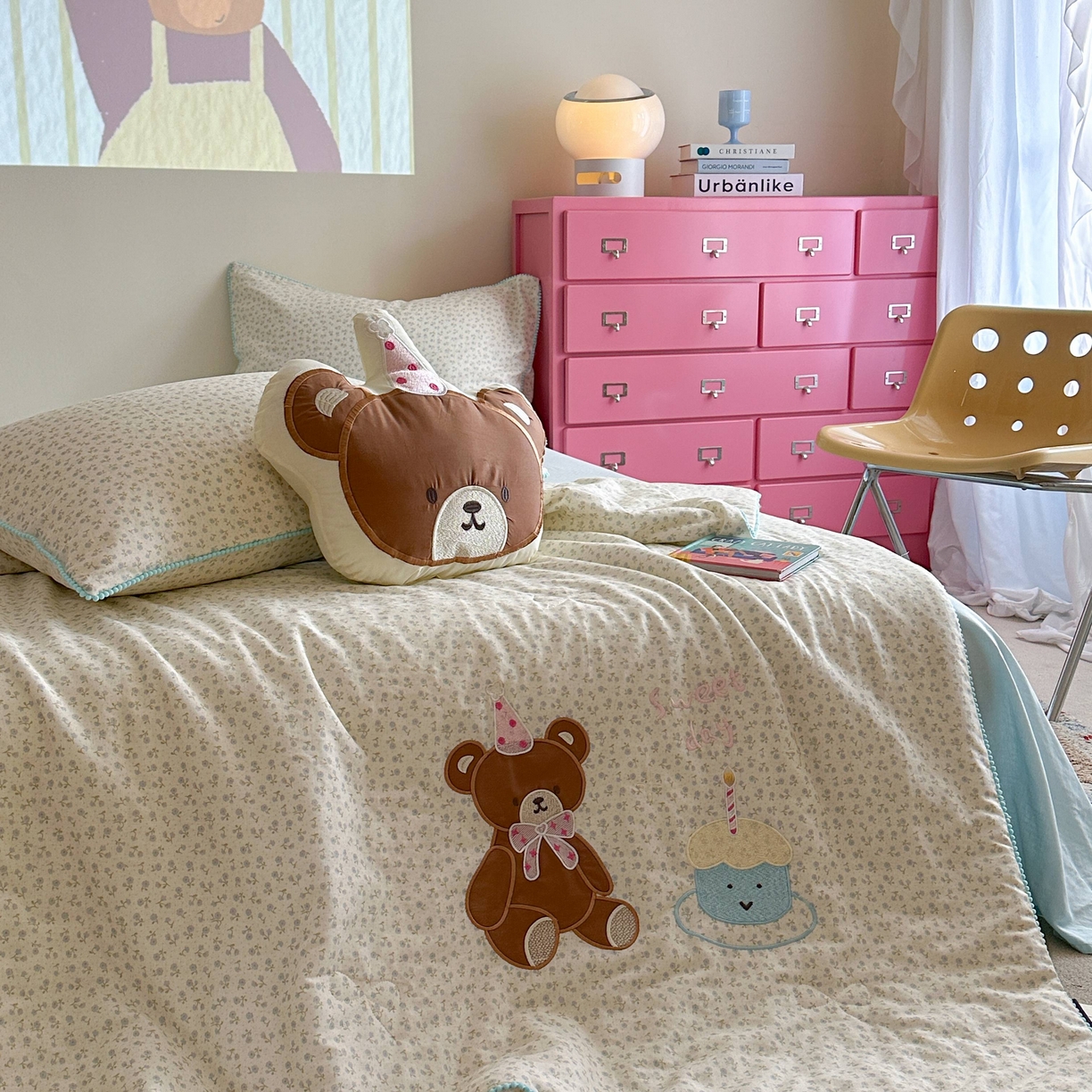 91家纺网 家纺一手货源 找家纺 觅糖家纺 2025春夏新款全棉双层纱夏被夏凉被空调被 蛋糕熊