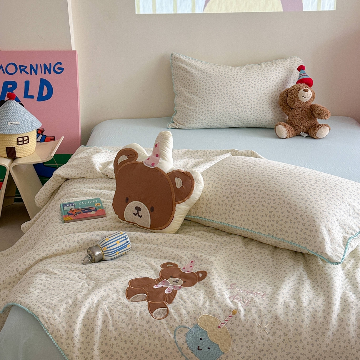 91家纺网 家纺一手货源 找家纺 觅糖家纺 2025春夏新款全棉双层纱夏被夏凉被空调被 蛋糕熊