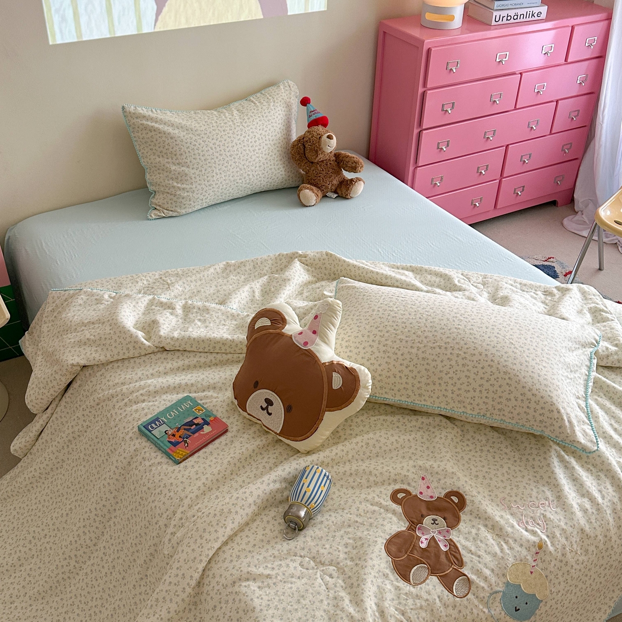 91家纺网 家纺一手货源 找家纺 觅糖家纺 2025春夏新款全棉双层纱夏被夏凉被空调被 蛋糕熊