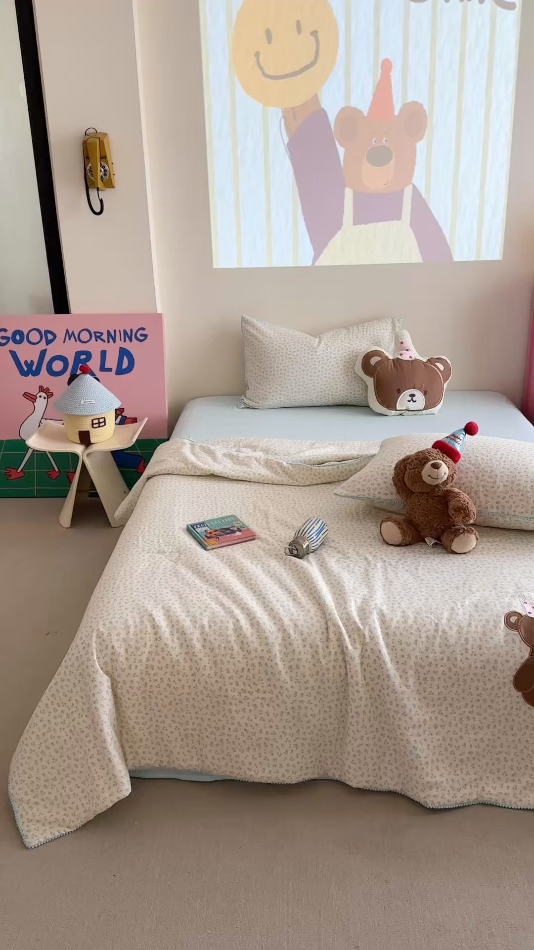 91家纺网 家纺一手货源 找家纺 觅糖家纺 2025春夏新款全棉双层纱夏被夏凉被空调被 蛋糕熊