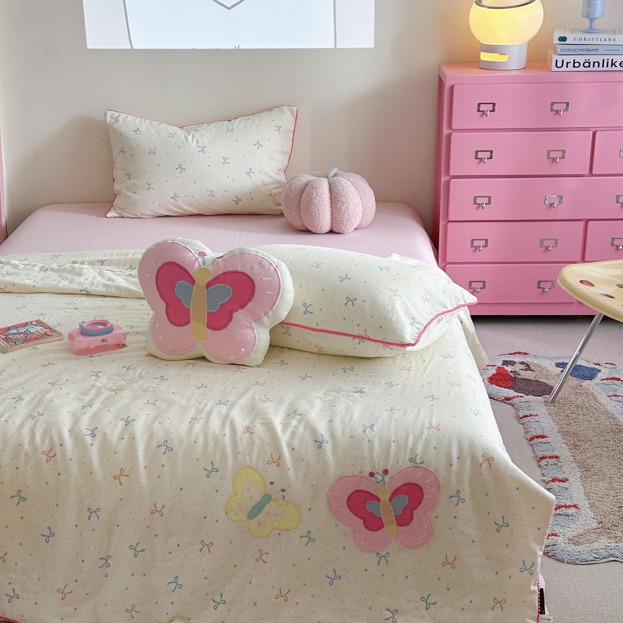 91家纺网 家纺一手货源 找家纺 觅糖家纺 2025春夏新款全棉双层纱夏被夏凉被空调被 蝴蝶日记