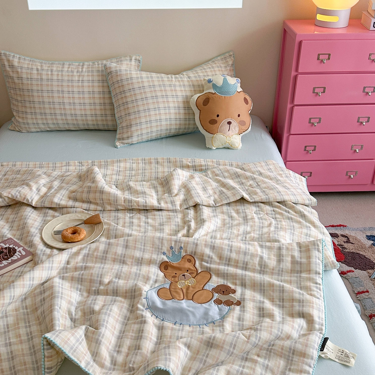 91家纺网 家纺一手货源 找家纺 觅糖家纺 2025春夏新款全棉双层纱夏被夏凉被空调被 伙伴熊