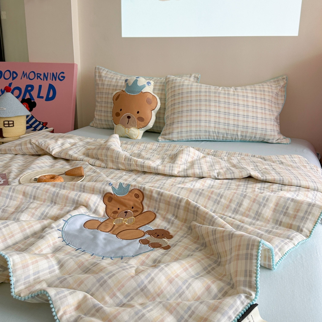 91家纺网 家纺一手货源 找家纺 觅糖家纺 2025春夏新款全棉双层纱夏被夏凉被空调被 伙伴熊