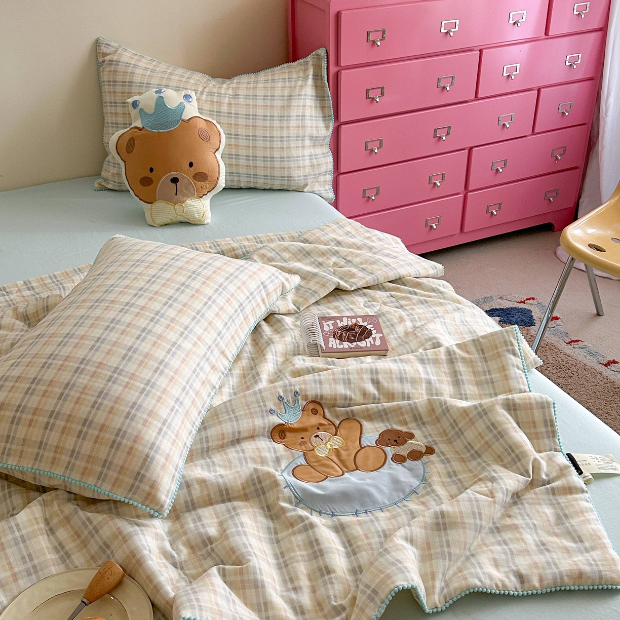 91家纺网 家纺一手货源 找家纺 觅糖家纺 2025春夏新款全棉双层纱夏被夏凉被空调被 伙伴熊