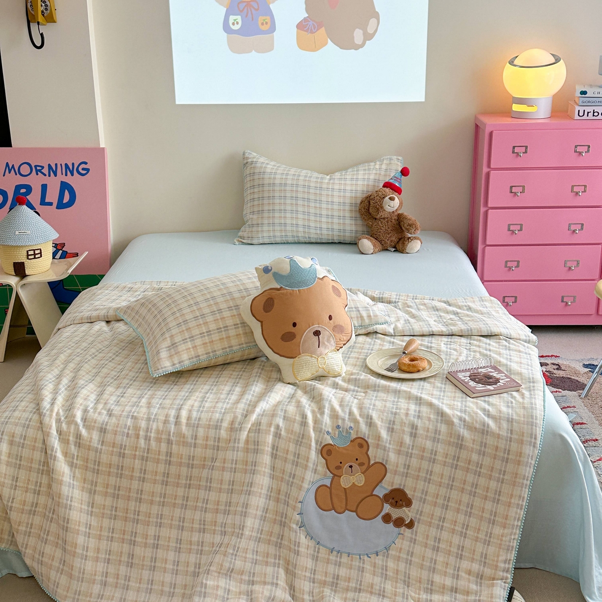 91家纺网 家纺一手货源 找家纺 觅糖家纺 2025春夏新款全棉双层纱夏被夏凉被空调被 伙伴熊