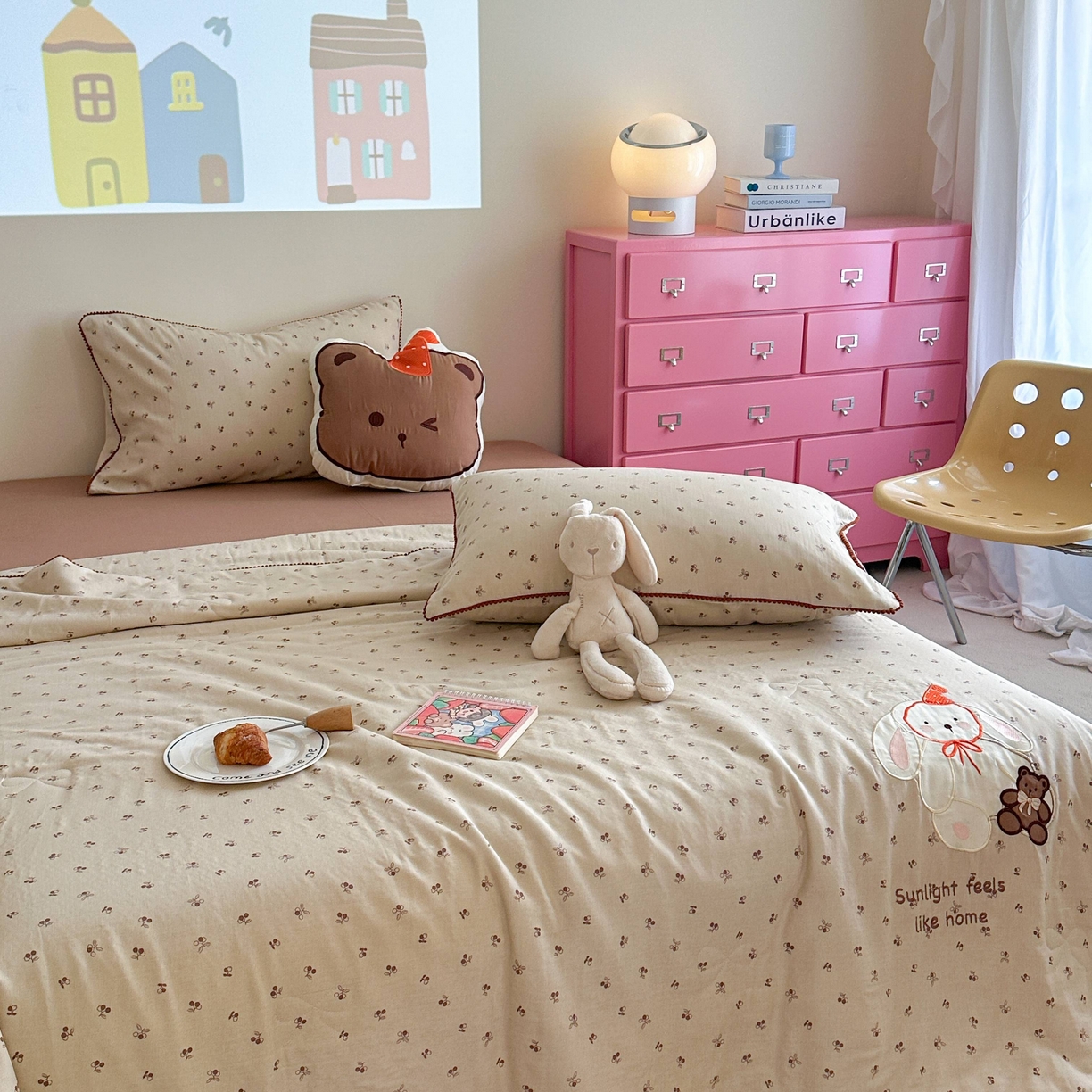 91家纺网 家纺一手货源 找家纺 觅糖家纺 2025春夏新款全棉双层纱夏被夏凉被空调被 礼物小兔