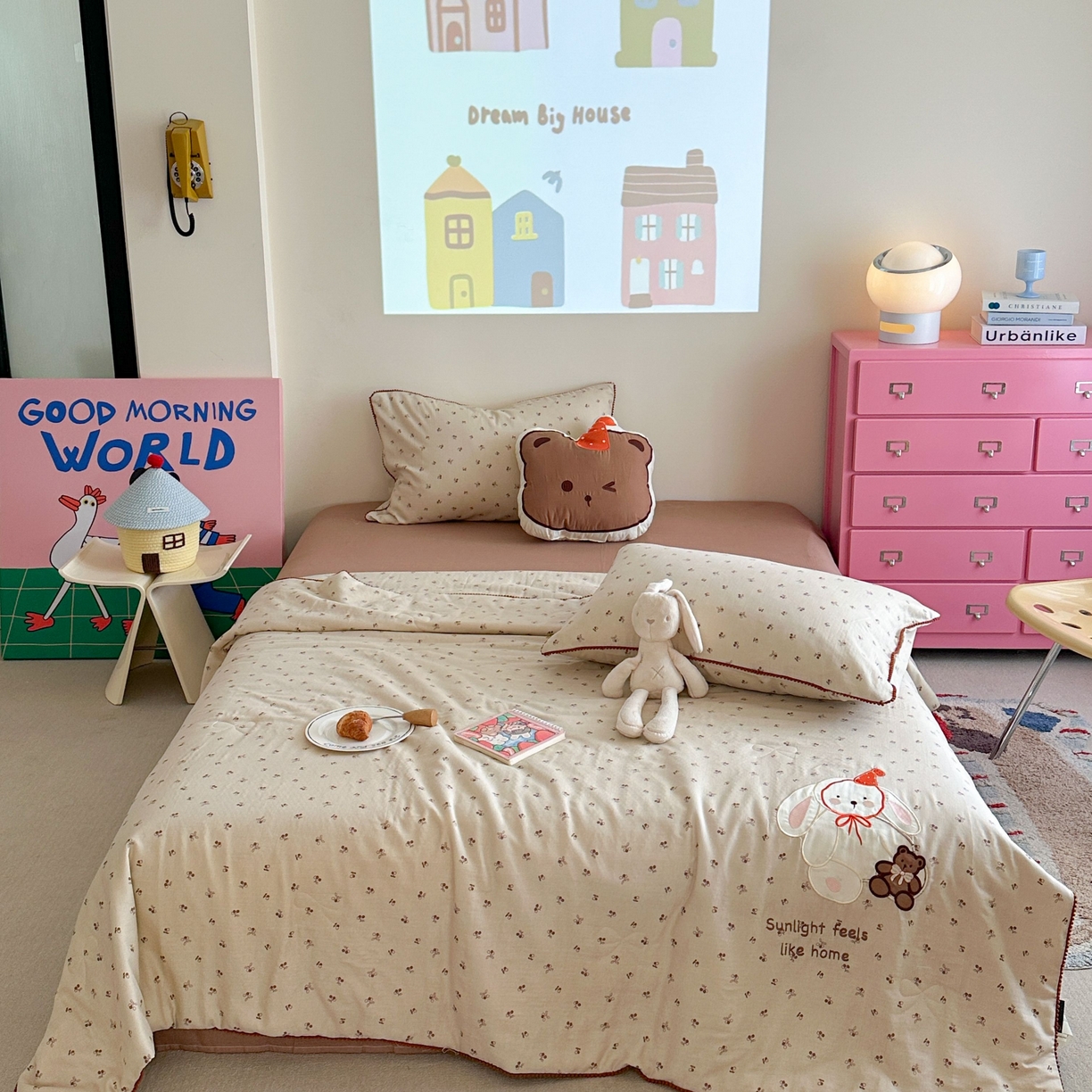 91家纺网 家纺一手货源 找家纺 觅糖家纺 2025春夏新款全棉双层纱夏被夏凉被空调被 礼物小兔