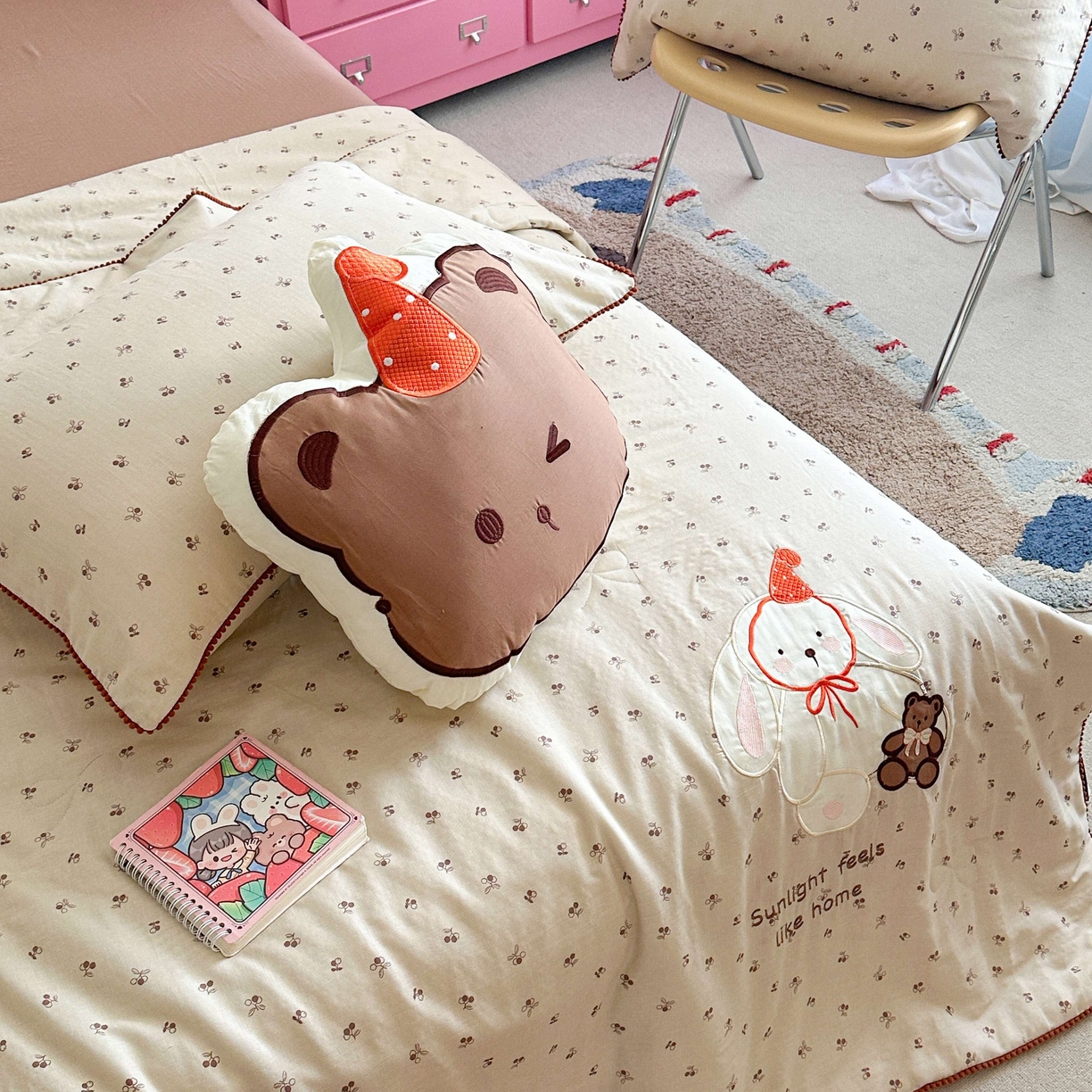 91家纺网 家纺一手货源 找家纺 觅糖家纺 2025春夏新款全棉双层纱夏被夏凉被空调被 礼物小兔