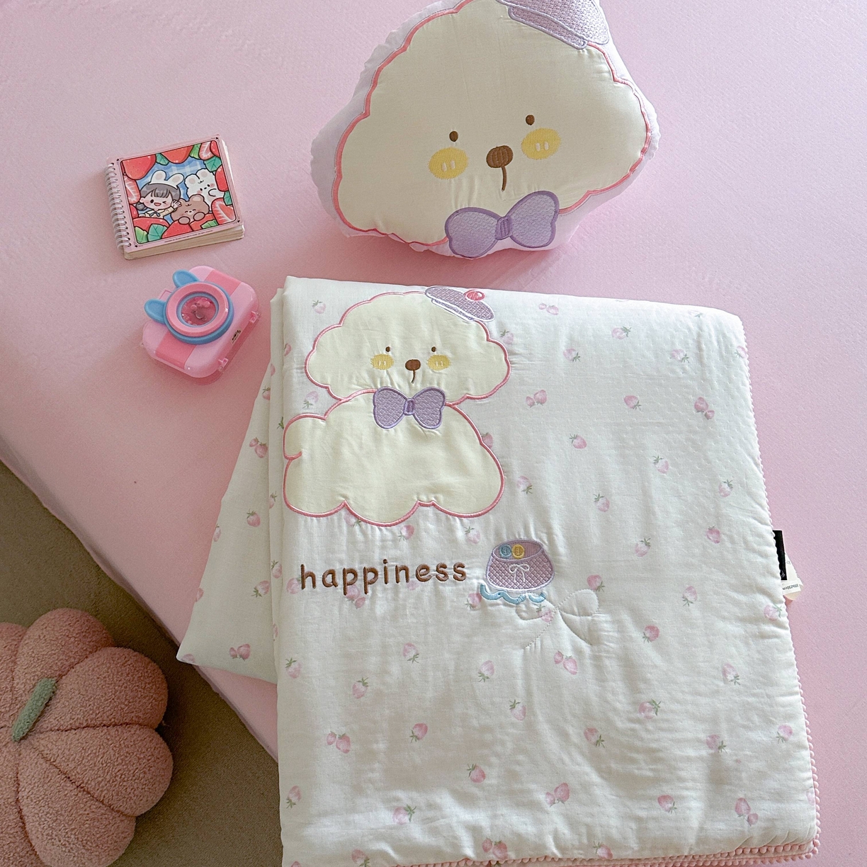 91家纺网 家纺一手货源 找家纺 觅糖家纺 2025春夏新款全棉双层纱夏被夏凉被空调被 糖果狗