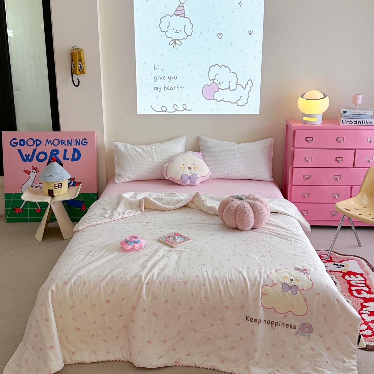 91家纺网 家纺一手货源 找家纺 觅糖家纺 2025春夏新款全棉双层纱夏被夏凉被空调被 糖果狗