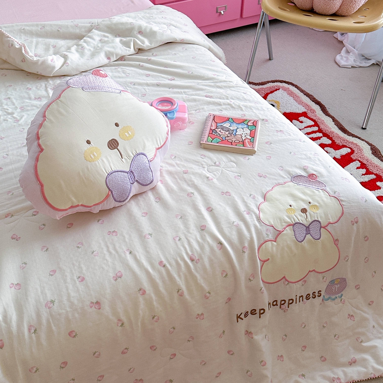 91家纺网 家纺一手货源 找家纺 觅糖家纺 2025春夏新款全棉双层纱夏被夏凉被空调被 糖果狗