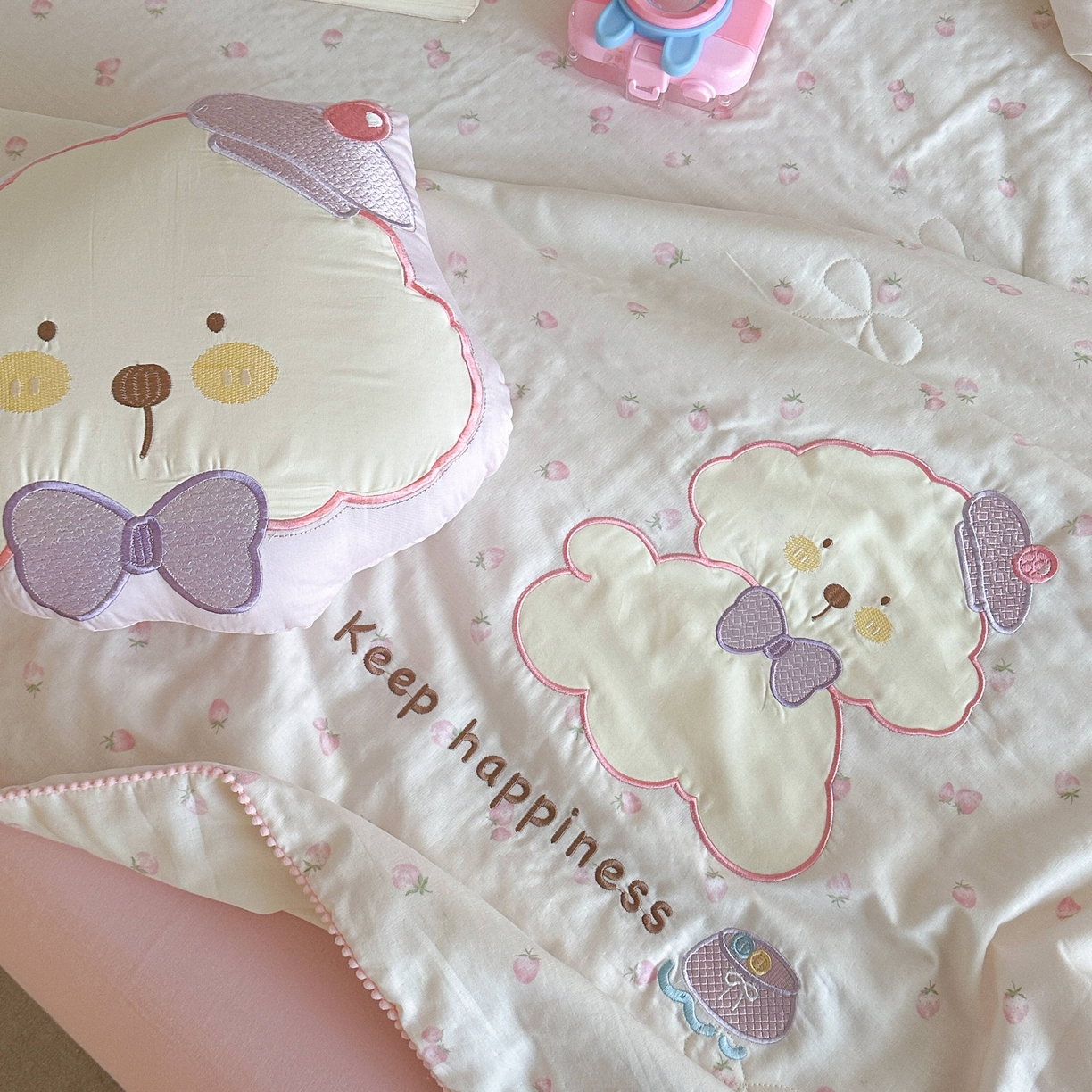 91家纺网 家纺一手货源 找家纺 觅糖家纺 2025春夏新款全棉双层纱夏被夏凉被空调被 糖果狗