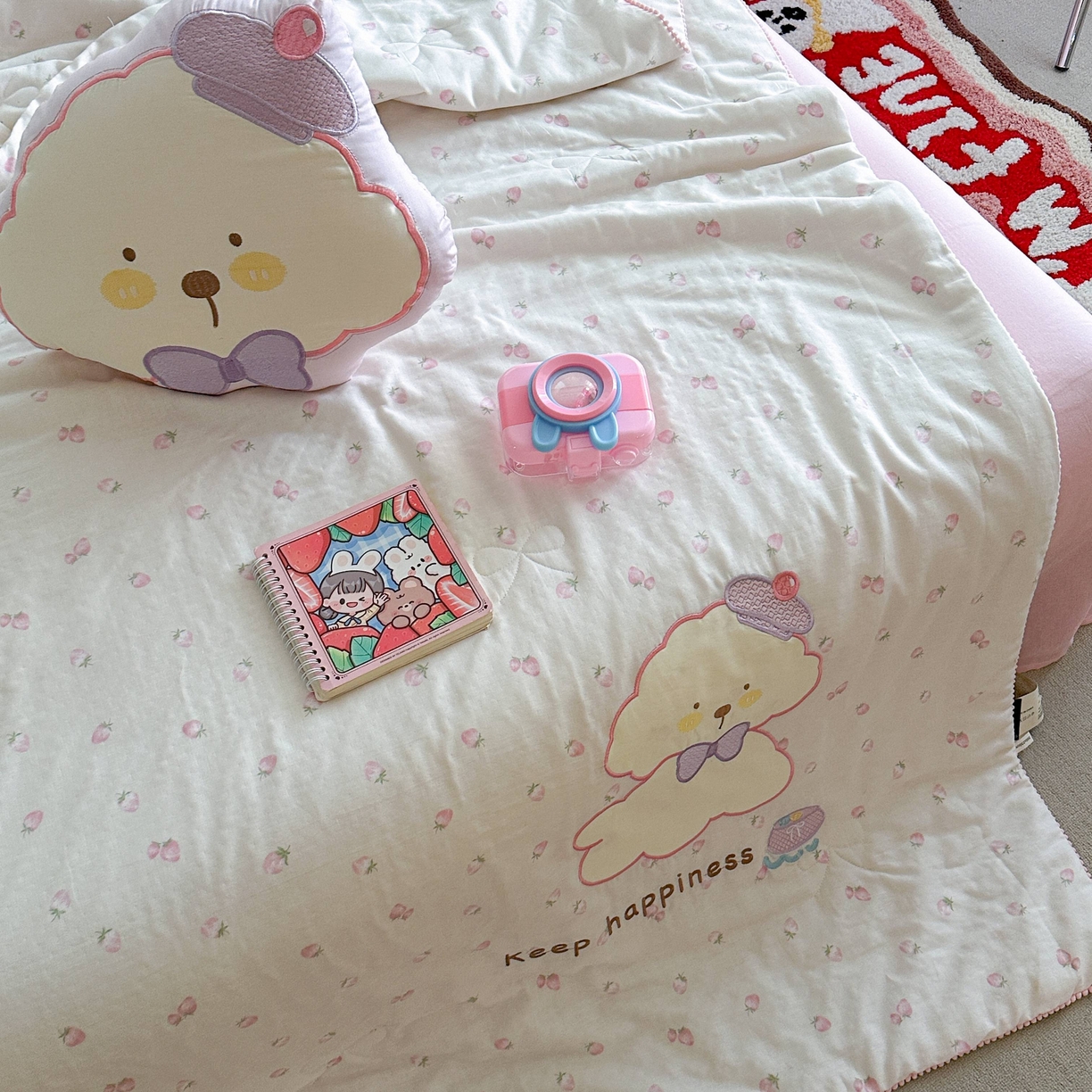 91家纺网 家纺一手货源 找家纺 觅糖家纺 2025春夏新款全棉双层纱夏被夏凉被空调被 糖果狗