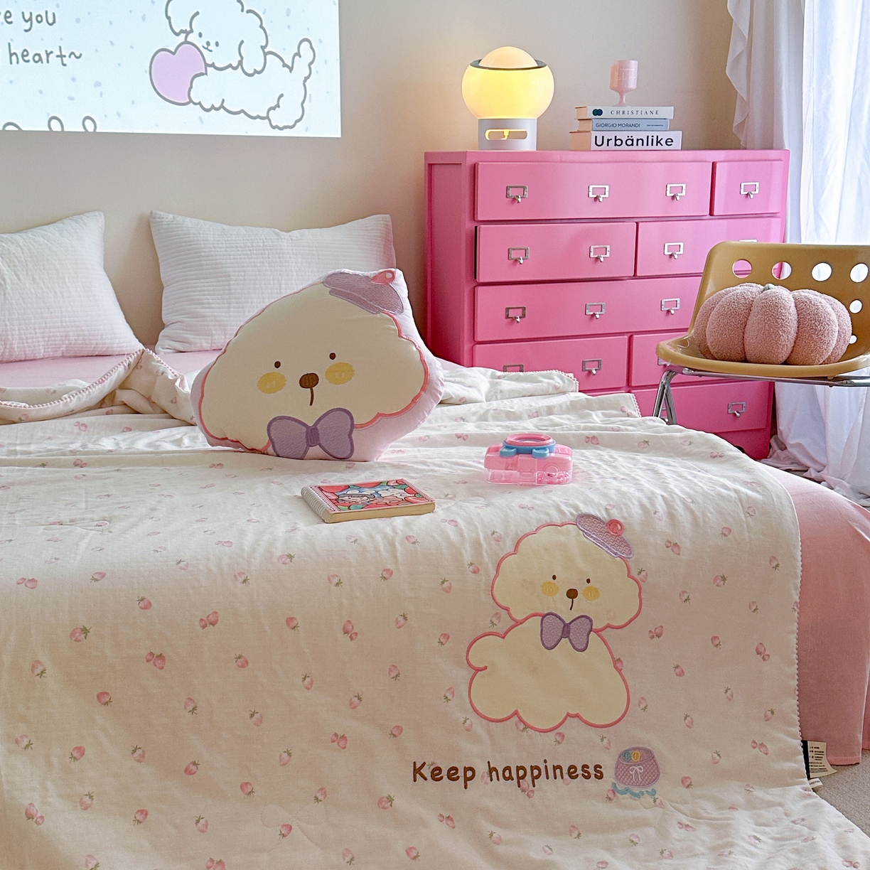 91家纺网 家纺一手货源 找家纺 觅糖家纺 2025春夏新款全棉双层纱夏被夏凉被空调被 糖果狗