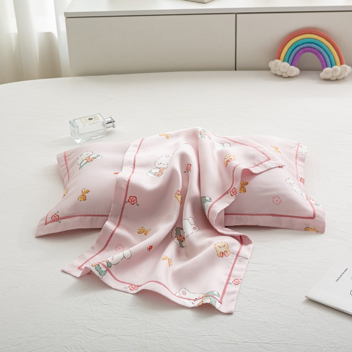 91家纺网 家纺一手货源 找家纺 萌番宝 2025新款A类卡通莱赛尔天丝枕套50支儿童冰丝枕罩乳胶单枕套枕套单件 团宝