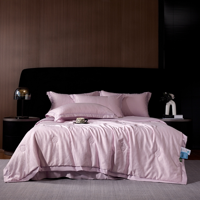 91家纺网 家纺一手货源 找家纺 丽卡家纺 2025新款翡丽天丝提花夏被四件套