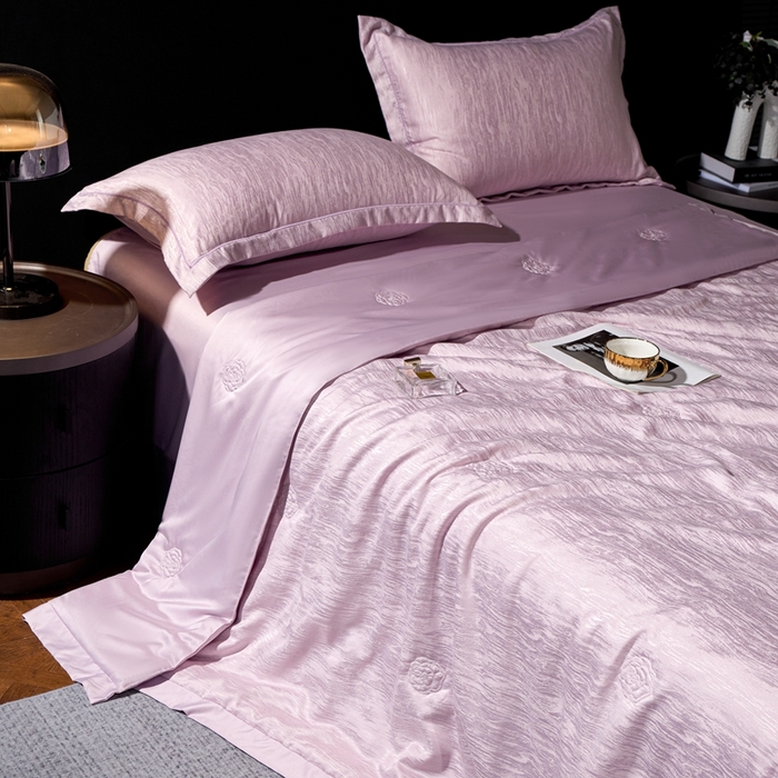 91家纺网 家纺一手货源 找家纺 丽卡家纺 2025新款翡丽天丝提花夏被四件套