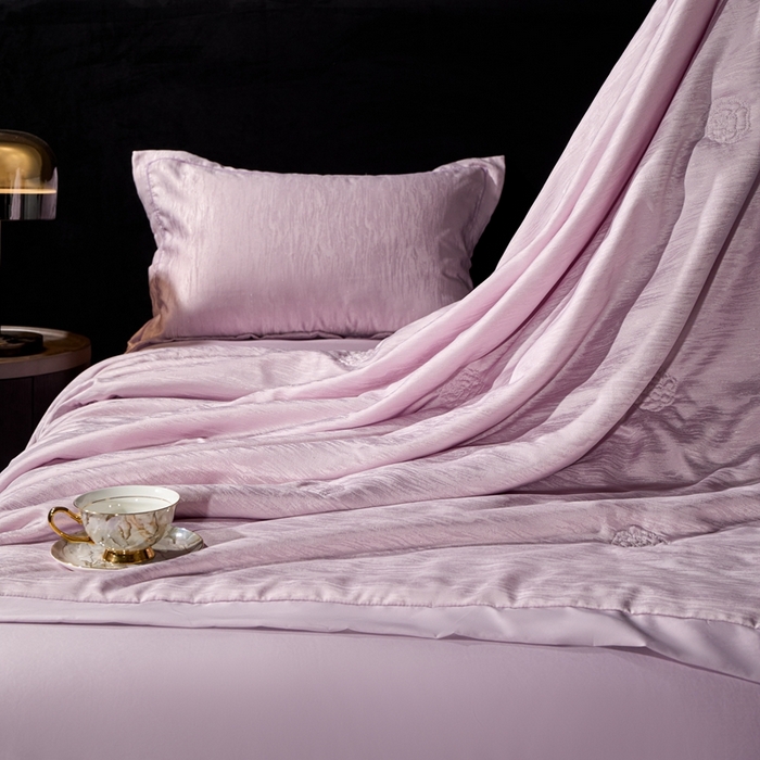 91家纺网 家纺一手货源 找家纺 丽卡家纺 2025新款翡丽天丝提花夏被四件套