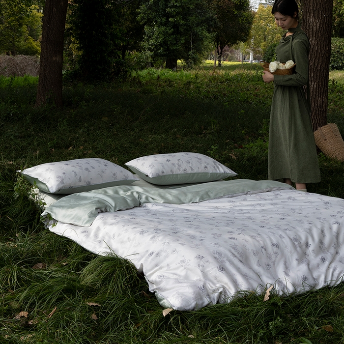 91家纺网 家纺一手货源 找家纺 （总）禾时 2025新款60S兰精天丝数码印花四件套进口莱赛尔床品套件-知晓