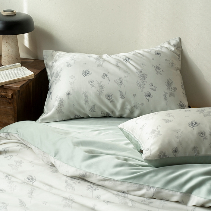 91家纺网 家纺一手货源 找家纺 禾时 2025新款60S兰精天丝数码印花四件套进口莱赛尔床品套件-知晓 知晓-绿