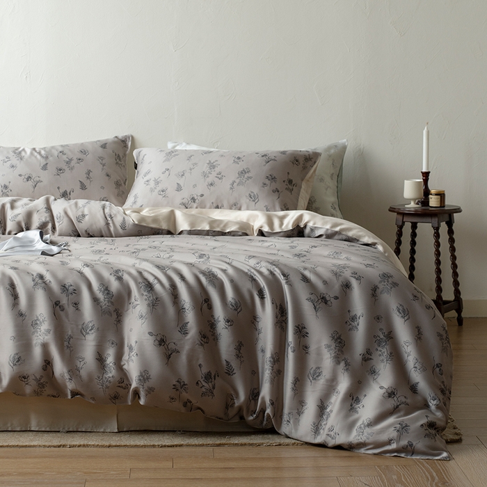 91家纺网 家纺一手货源 找家纺 禾时 2025新款60S兰精天丝数码印花四件套进口莱赛尔床品套件-知晓 知晓-棕