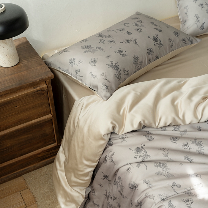 91家纺网 家纺一手货源 找家纺 禾时 2025新款60S兰精天丝数码印花四件套进口莱赛尔床品套件-知晓 知晓-棕