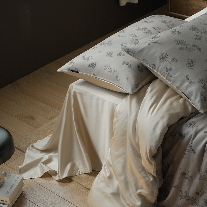 91家纺网 家纺一手货源 找家纺 禾时 2025新款60S兰精天丝数码印花四件套进口莱赛尔床品套件-知晓 知晓-棕