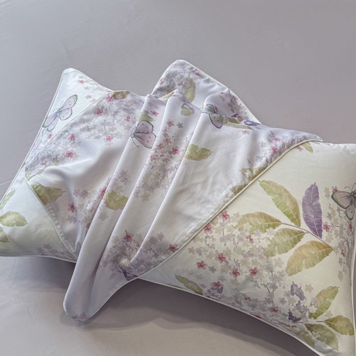 91家纺网 家纺一手货源 找家纺 芊寻家居 2025新款A类50支莱赛尔天丝数码印花夏被夏凉被空调被 蝶恋花紫