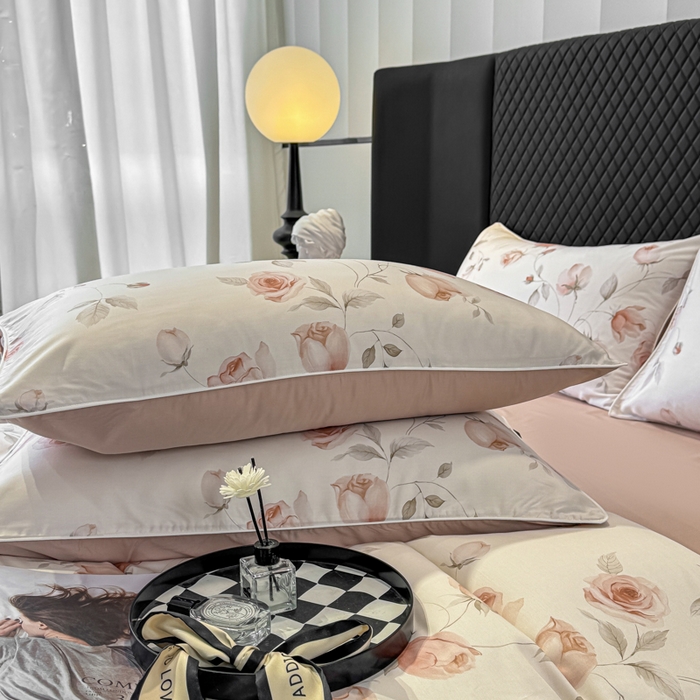 91家纺网 家纺一手货源 找家纺 芊寻家居 2025新款A类50支莱赛尔天丝数码印花夏被夏凉被空调被 花意盈香粉