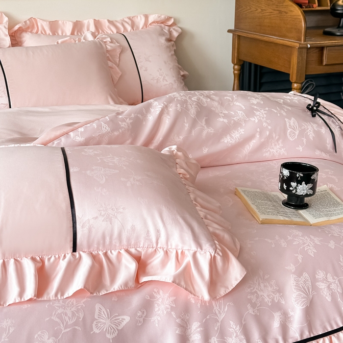 91家纺网 家纺一手货源 找家纺 （总）凯美家居 2025新款法式风水洗真丝提花工艺四件套