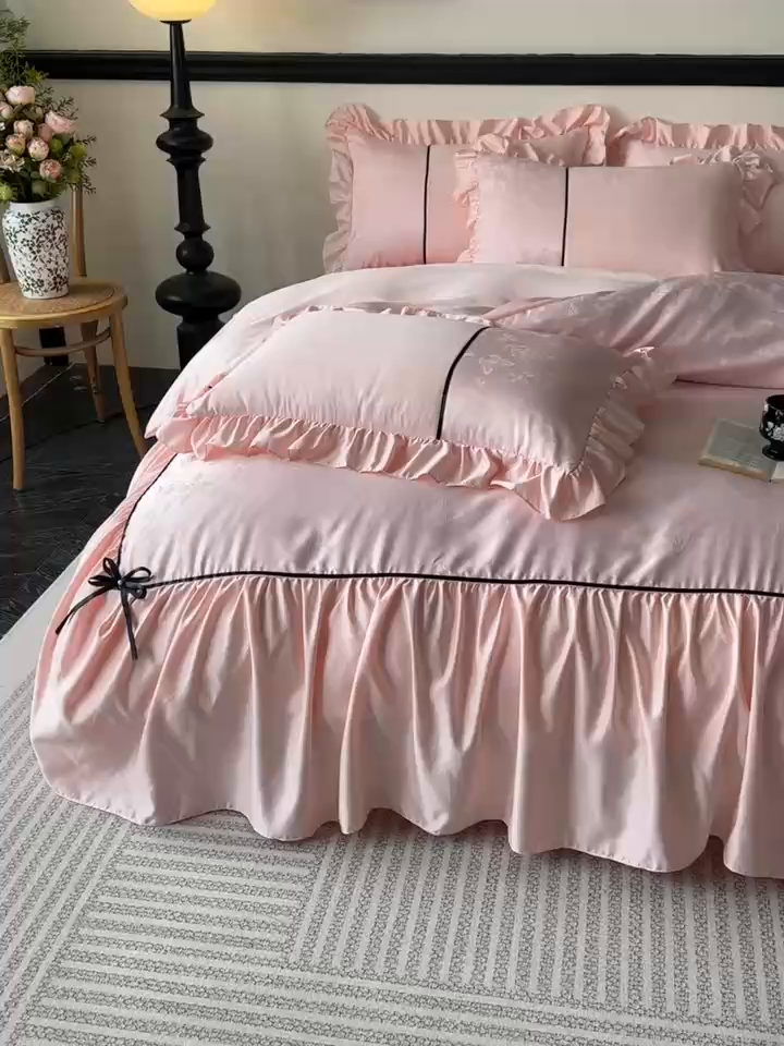 91家纺网 家纺一手货源 找家纺 （总）凯美家居 2025新款法式风水洗真丝提花工艺四件套