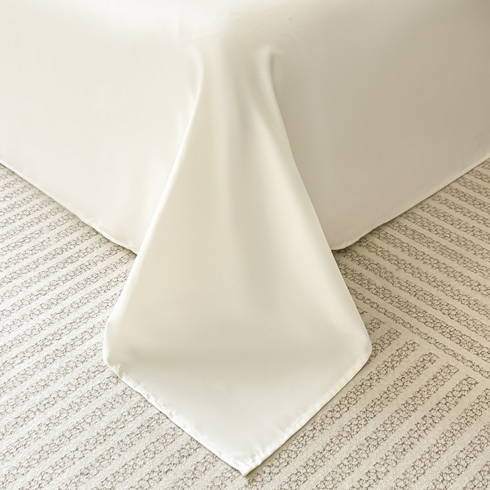 91家纺网 家纺一手货源 找家纺 凯美家居 2025新款法式风水洗真丝提花工艺四件套 雾中花 奶白