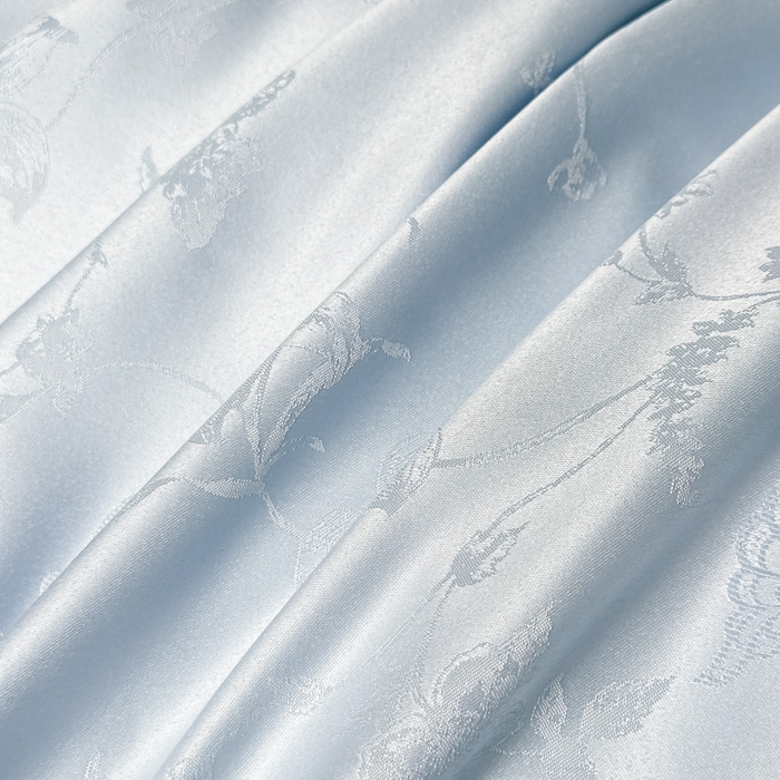 91家纺网 家纺一手货源 找家纺 凯美家居 2025新款法式风水洗真丝提花工艺四件套 雾中花 浅蓝