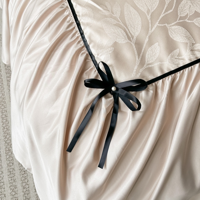 91家纺网 家纺一手货源 找家纺 凯美家居 2025新款法式风水洗真丝提花工艺四件套 叶琉璃 卡其